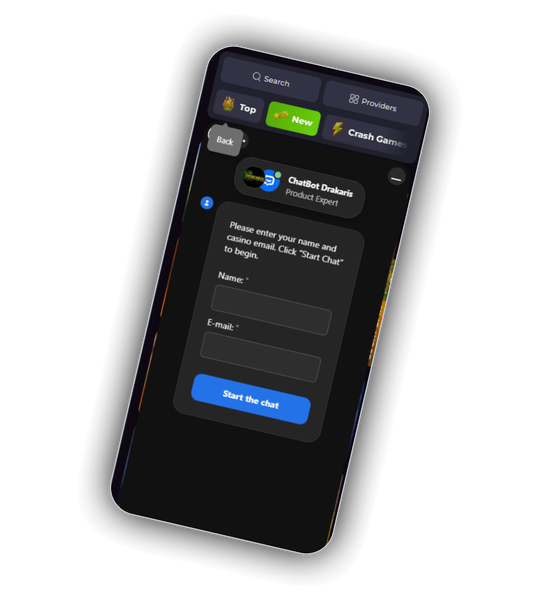 Drakaris Casino contact us screen with support channels